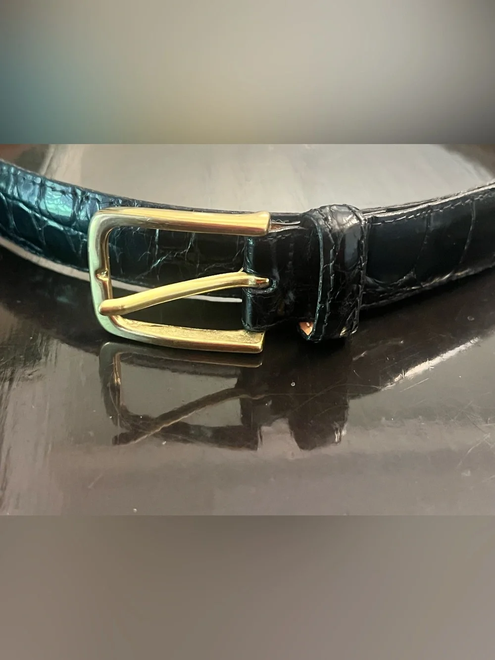Brooks Brothers Black Genuine Alligator Belt Size 38